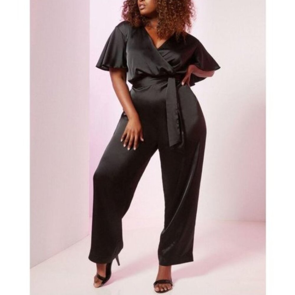 Kendall + Kylie Faux-Wrap Tie-Waist Jumpsuit
